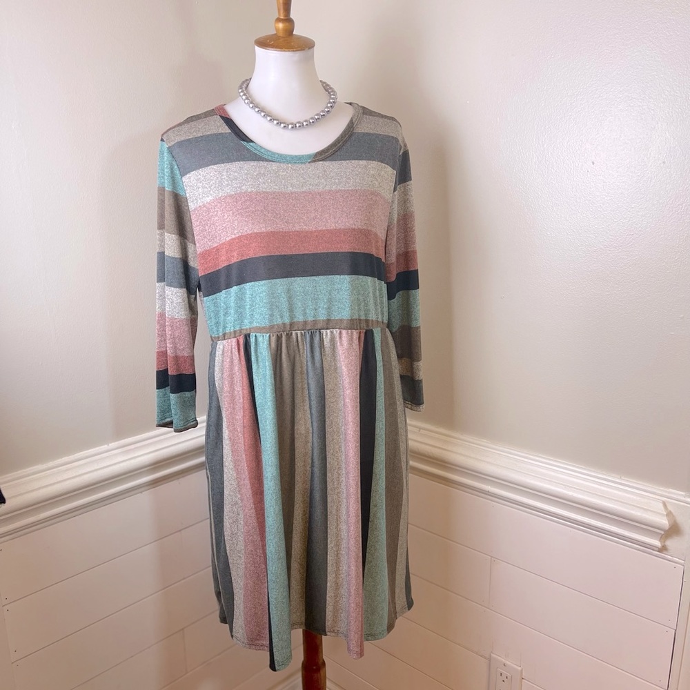 Egs by Eloges Variegated Striped Dress L FREE SHIP